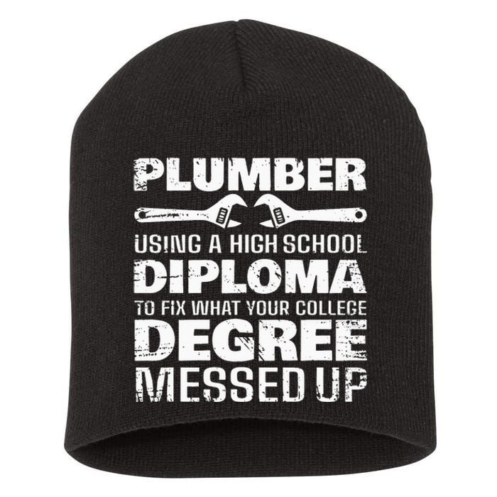 Funny Plumber Art For  Pipefitter Pipe Plumber Short Acrylic Beanie