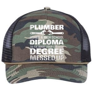 Funny Plumber Art For  Pipefitter Pipe Plumber Retro Rope Trucker Hat Cap