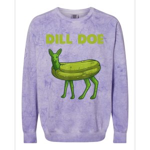 Funny Pickle Art Gift Dill Doe Deer Green Dill Colorblast Crewneck Sweatshirt