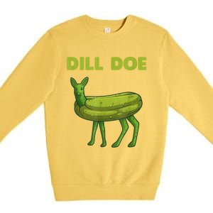 Funny Pickle Art Gift Dill Doe Deer Green Dill Premium Crewneck Sweatshirt