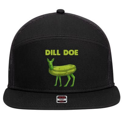 Funny Pickle Art Gift Dill Doe Deer Green Dill 7 Panel Mesh Trucker Snapback Hat