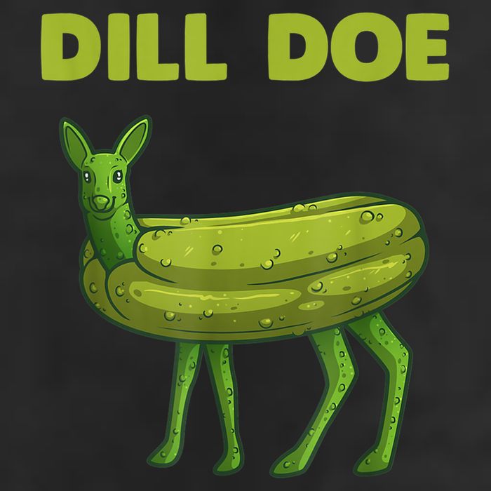 Funny Pickle Art Gift Dill Doe Deer Green Dill 7 Panel Mesh Trucker Snapback Hat