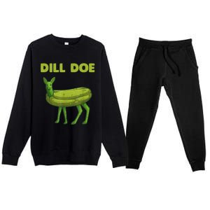 Funny Pickle Art Gift Dill Doe Deer Green Dill Premium Crewneck Sweatsuit Set