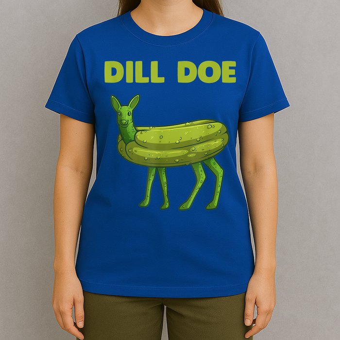 Funny Pickle Art Gift Dill Doe Deer Green Dill T-Shirt
