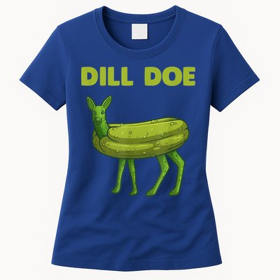 Funny Pickle Art Gift Dill Doe Deer Green Dill Womens T-Shirt