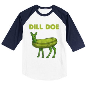 Funny Pickle Art Gift Dill Doe Deer Green Dill Baseball Sleeve Shirt