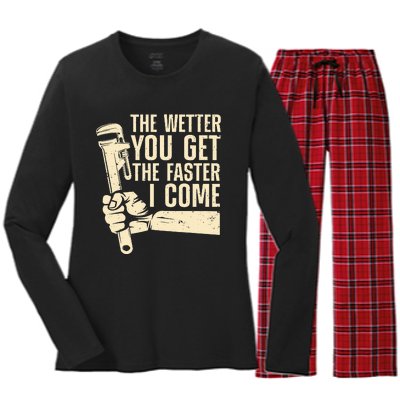 Funny Plumber Art For Steamfitter Plumbing Lovers Women's Long Sleeve Flannel Pajama Set 