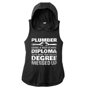 Funny Plumber Art For  Pipefitter Pipe Plumber Ladies PosiCharge Tri-Blend Wicking Draft Hoodie Tank