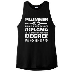 Funny Plumber Art For  Pipefitter Pipe Plumber Ladies PosiCharge Tri-Blend Wicking Tank