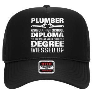 Funny Plumber Art For  Pipefitter Pipe Plumber High Crown Mesh Back Trucker Hat