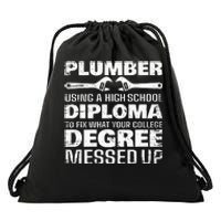 Funny Plumber Art For  Pipefitter Pipe Plumber Drawstring Bag