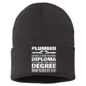 Funny Plumber Art For  Pipefitter Pipe Plumber Sustainable Knit Beanie