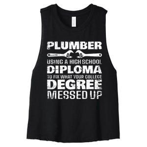 Funny Plumber Art For  Pipefitter Pipe Plumber Women's Racerback Cropped Tank