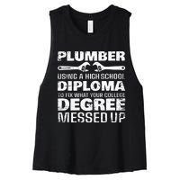 Funny Plumber Art For  Pipefitter Pipe Plumber Women's Racerback Cropped Tank