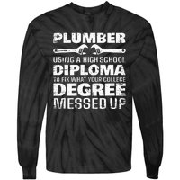 Funny Plumber Art For  Pipefitter Pipe Plumber Tie-Dye Long Sleeve Shirt