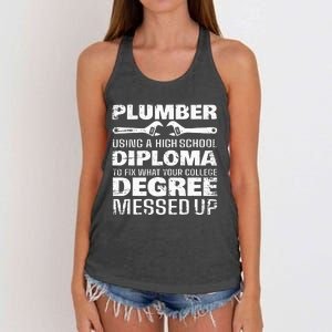 Funny Plumber Art For  Pipefitter Pipe Plumber Women's Knotted Racerback Tank