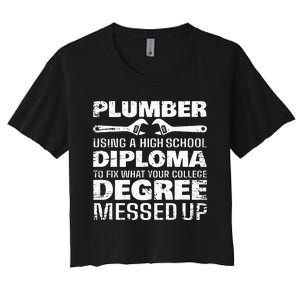 Funny Plumber Art For  Pipefitter Pipe Plumber Women's Crop Top Tee