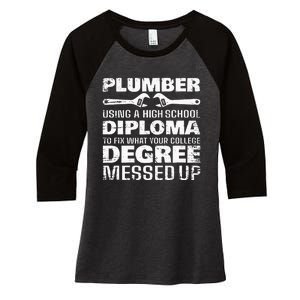 Funny Plumber Art For  Pipefitter Pipe Plumber Women's Tri-Blend 3/4-Sleeve Raglan Shirt