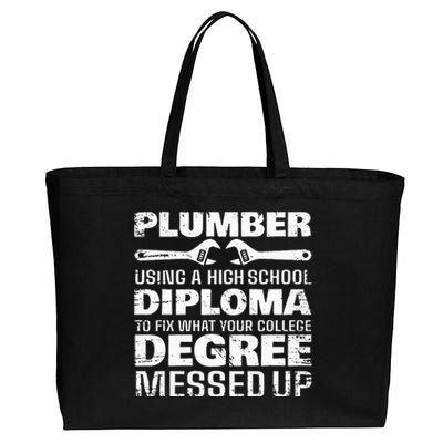 Funny Plumber Art For  Pipefitter Pipe Plumber Cotton Canvas Jumbo Tote