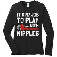 Funny Plumber Art For Steamfitter Plumbing Tools Ladies Long Sleeve Shirt