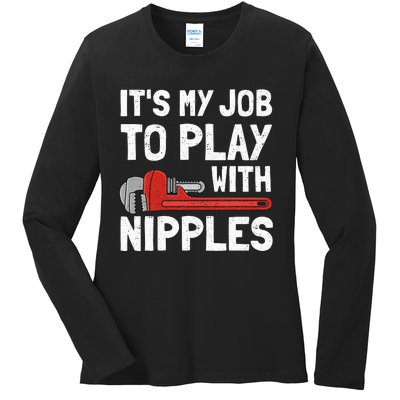 Funny Plumber Art For Steamfitter Plumbing Tools Ladies Long Sleeve Shirt