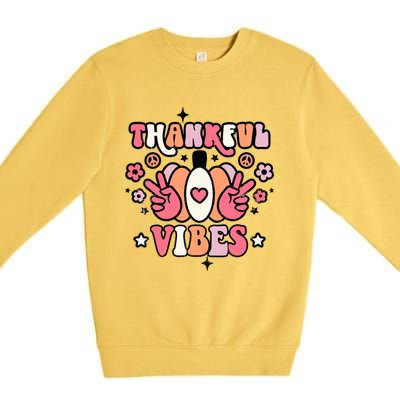 Fall Pumpkin Autumn Season Thankful Vibes Thanksgiving Day Cute Gift Premium Crewneck Sweatshirt