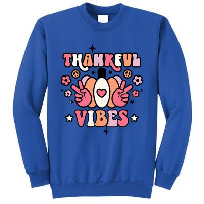 Fall Pumpkin Autumn Season Thankful Vibes Thanksgiving Day Cute Gift Sweatshirt