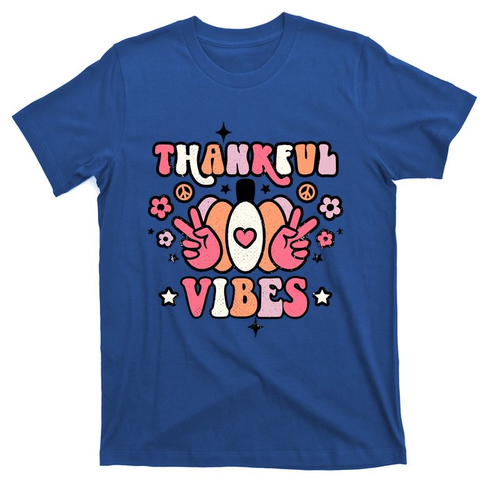 Fall Pumpkin Autumn Season Thankful Vibes Thanksgiving Day Cute Gift T-Shirt