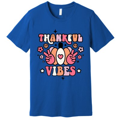 Fall Pumpkin Autumn Season Thankful Vibes Thanksgiving Day Cute Gift Premium T-Shirt