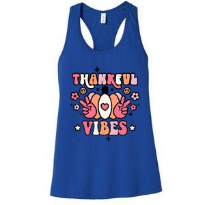 Fall Pumpkin Autumn Season Thankful Vibes Thanksgiving Day Cute Gift Women's Racerback Tank