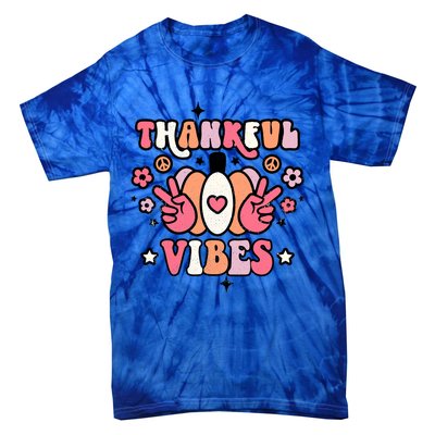 Fall Pumpkin Autumn Season Thankful Vibes Thanksgiving Day Cute Gift Tie-Dye T-Shirt