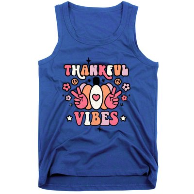 Fall Pumpkin Autumn Season Thankful Vibes Thanksgiving Day Cute Gift Tank Top