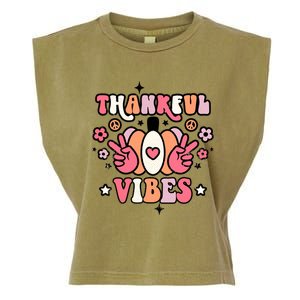 Fall Pumpkin Autumn Season Thankful Vibes Thanksgiving Day Cute Gift Garment-Dyed Women's Muscle Tee