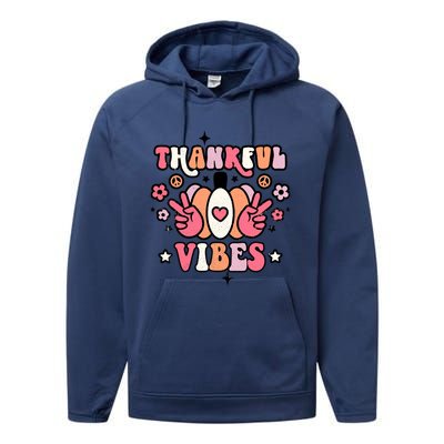 Fall Pumpkin Autumn Season Thankful Vibes Thanksgiving Day Cute Gift Performance Fleece Hoodie