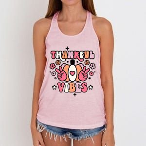 Fall Pumpkin Autumn Season Thankful Vibes Thanksgiving Day Cute Gift Women's Knotted Racerback Tank