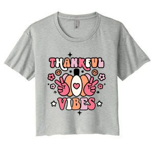 Fall Pumpkin Autumn Season Thankful Vibes Thanksgiving Day Cute Gift Women's Crop Top Tee