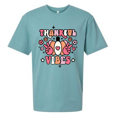 Fall Pumpkin Autumn Season Thankful Vibes Thanksgiving Day Cute Gift Sueded Cloud Jersey T-Shirt