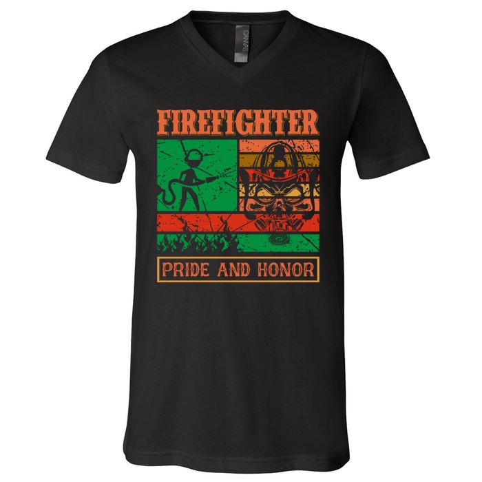 Firefighter Pride And Honor V-Neck T-Shirt