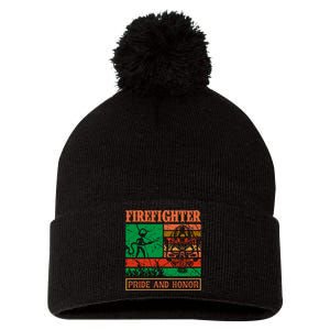 Firefighter Pride And Honor Pom Pom 12in Knit Beanie