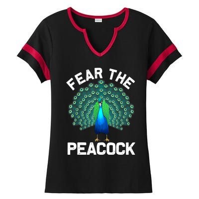 Funny Peacock Art For Women Colorful Peacock Bird Lover Ladies Halftime Notch Neck Tee