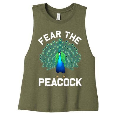 Funny Peacock Art For Women Colorful Peacock Bird Lover Women's Racerback Cropped Tank