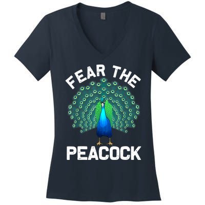 Funny Peacock Art For Women Colorful Peacock Bird Lover Women's V-Neck T-Shirt