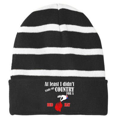 Funny Proamerica Antitrump American Usa Flag Democracy Striped Beanie with Solid Band