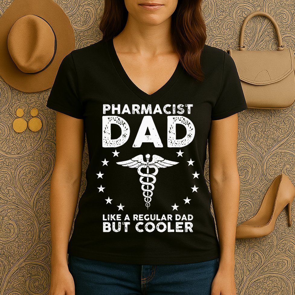 Funny Pharmacist Art For Dad School Pharmacy Technicians Women's V-Neck T-Shirt