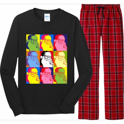 Funny Pop Art Poster Style Santa Christmas Gift Long Sleeve Pajama Set