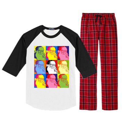 Funny Pop Art Poster Style Santa Christmas Gift Raglan Sleeve Pajama Set