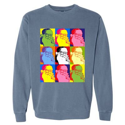 Funny Pop Art Poster Style Santa Christmas Gift Garment-Dyed Sweatshirt