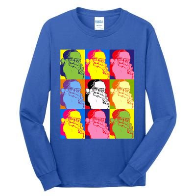 Funny Pop Art Poster Style Santa Christmas Gift Tall Long Sleeve T-Shirt