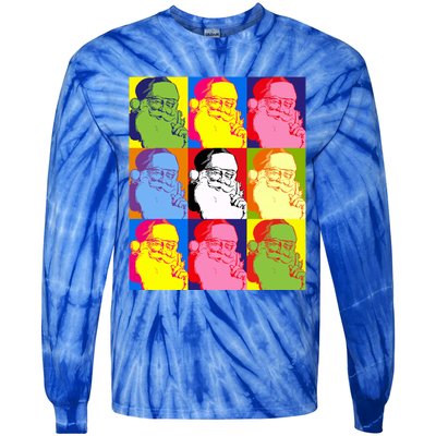 Funny Pop Art Poster Style Santa Christmas Gift Tie-Dye Long Sleeve Shirt