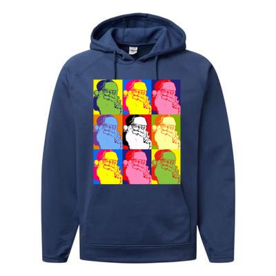 Funny Pop Art Poster Style Santa Christmas Gift Performance Fleece Hoodie